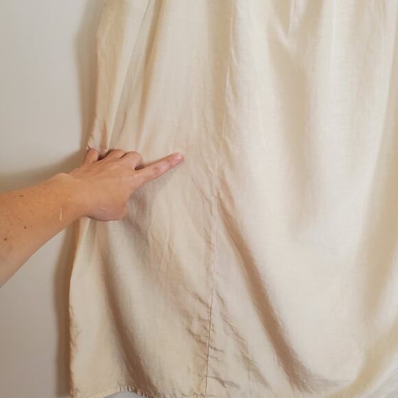 Vintage 70s 80s Silk Cotton Midi Prairie Skirt Beige Cream 36" - Picture 8 of 10